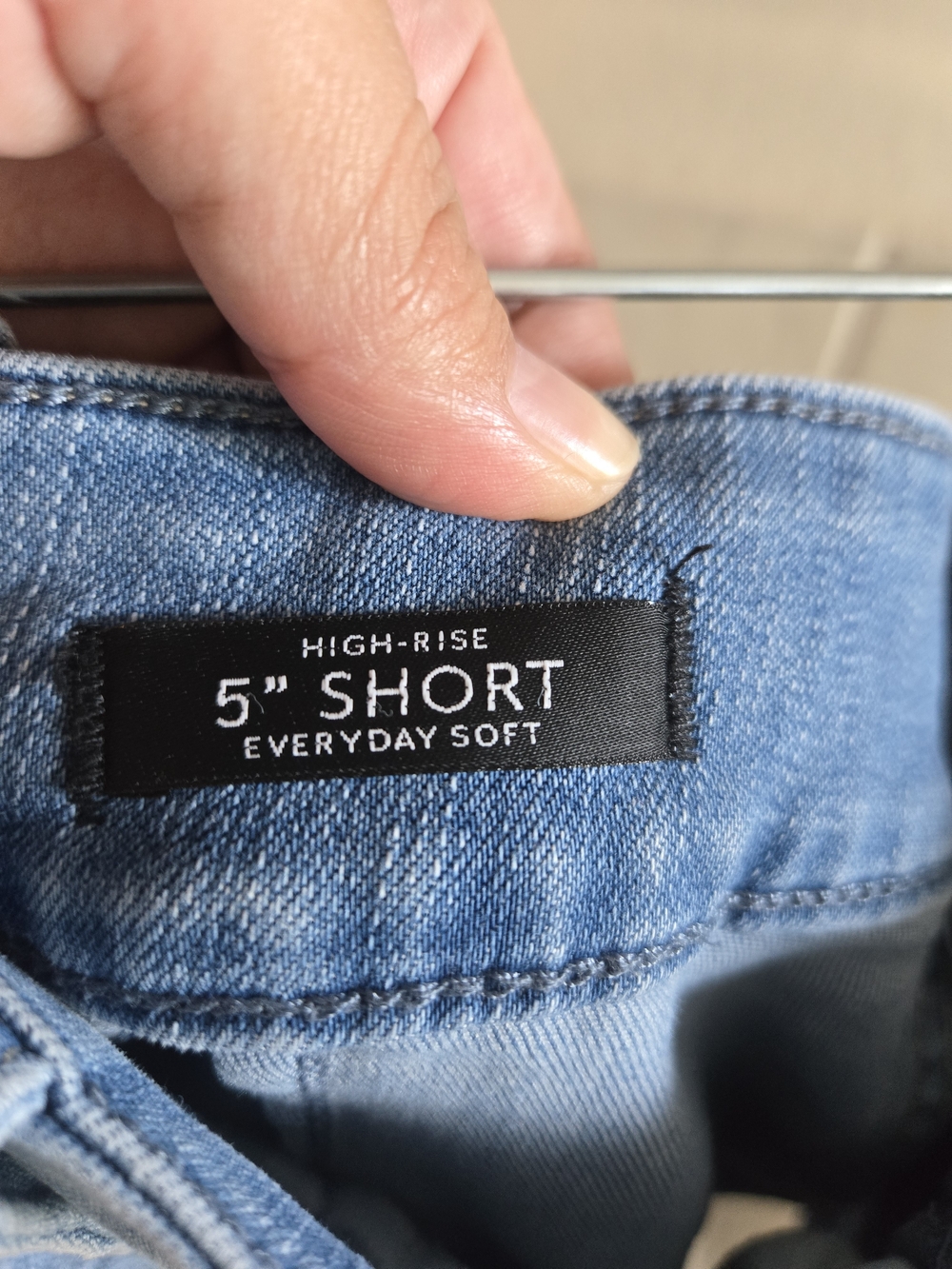 White House Black Market Light Blue Denim Shorts with Silver Buttons - Picture 5 of 7